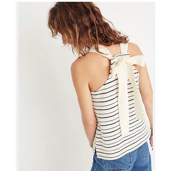 Madewell‎ Texture & Thread T Back, Bow, Striped Tank Top  Sz S - Picture 1 of 9